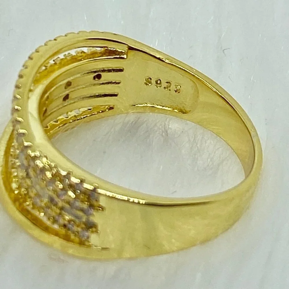 Gold White Sapphire Baguette Ring